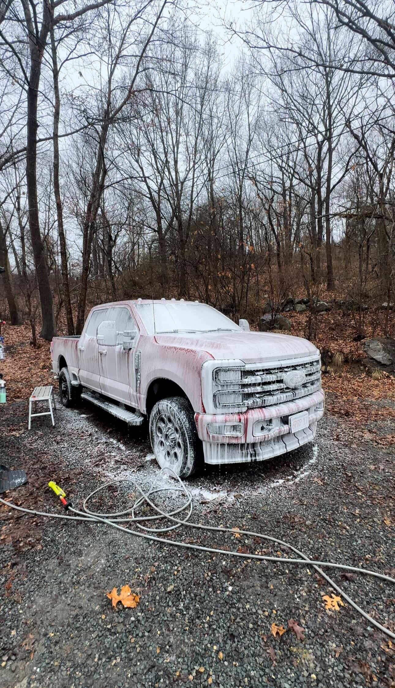 Red Ford F-250 before exterior detailing