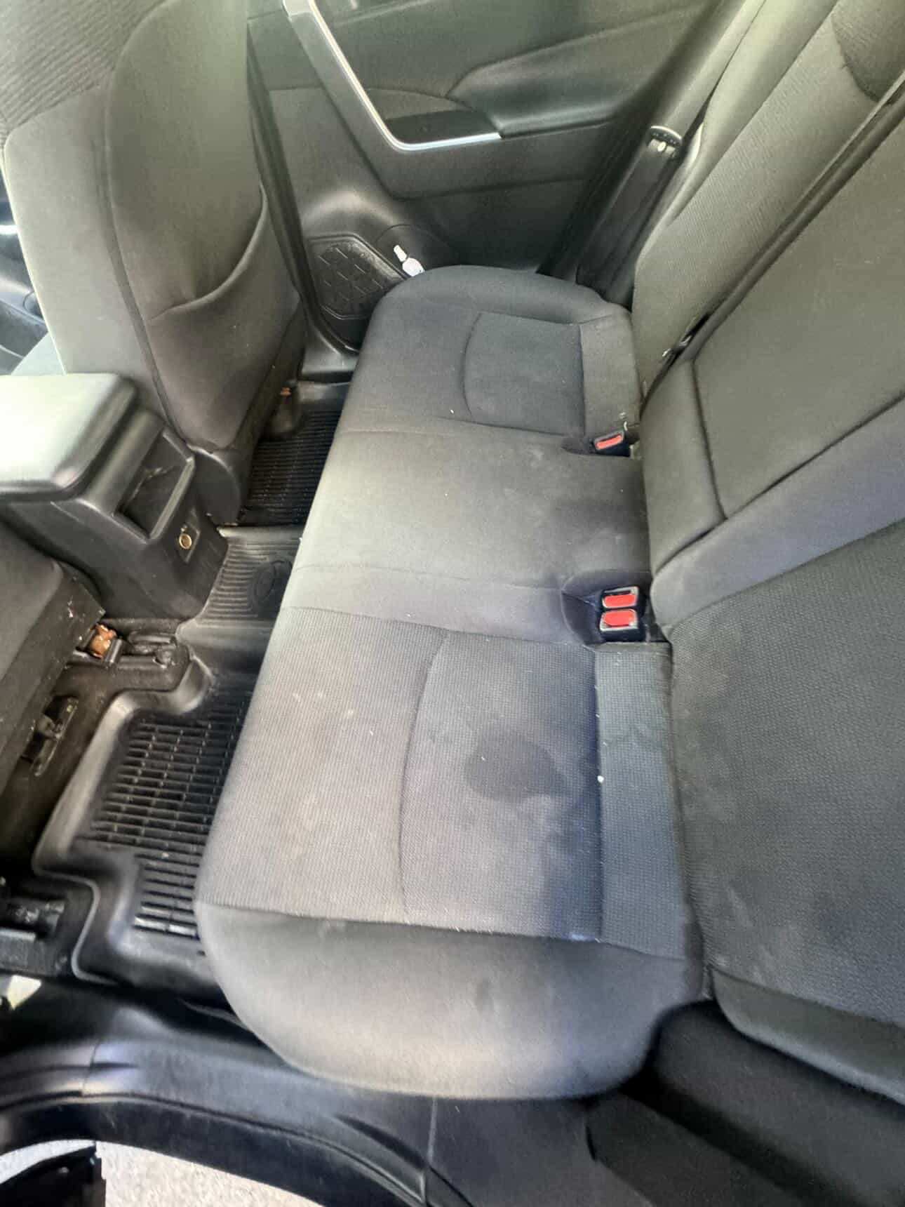 Dirty car seats before detailing