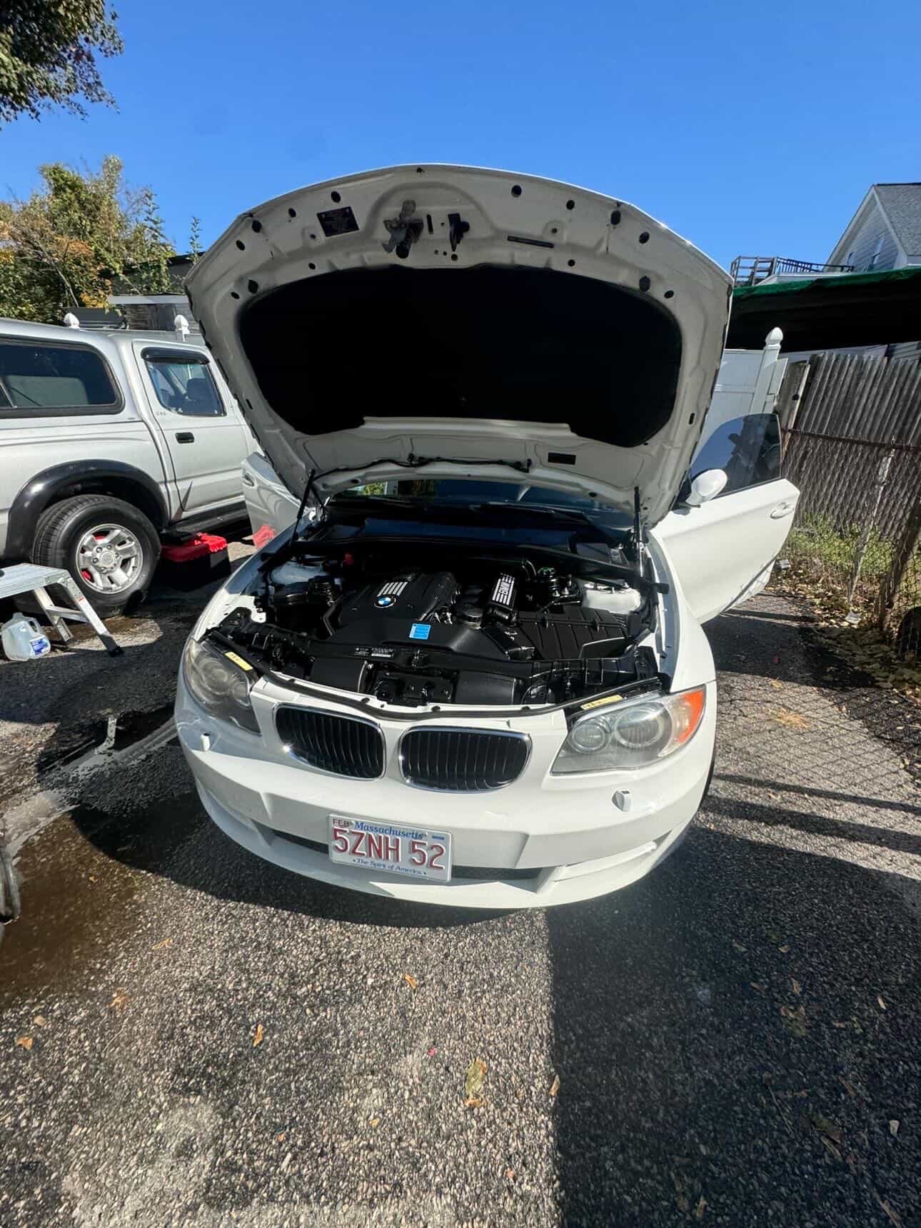 BMW engine bay after cleaning